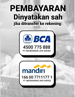 Rekening resmi pembayaran PT Indomakmur Jaya Sukses